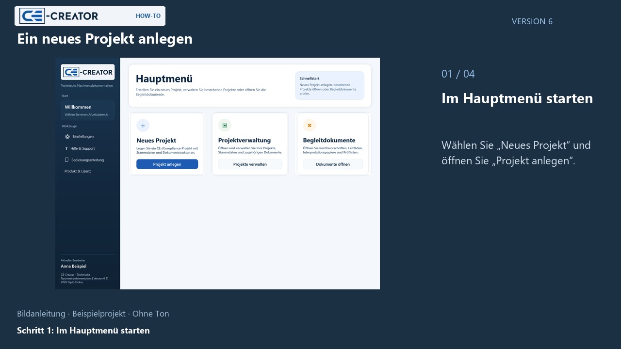 Vorschau: Projekt anlegen